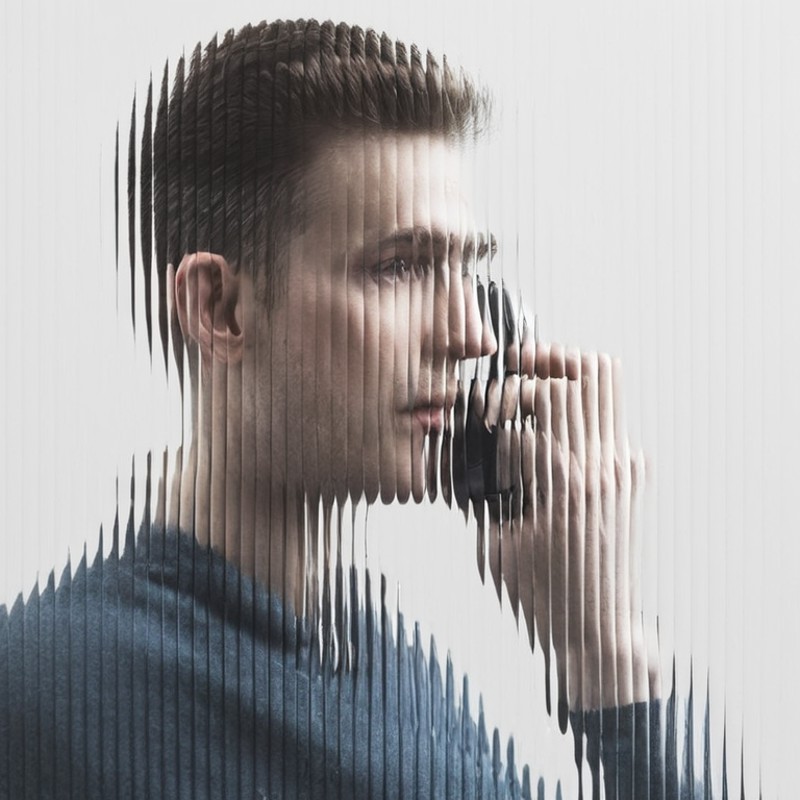 a  man with phone,  white background,  curved glass,  textured glass, fluted glass <lora:SDXL_Textured_glass_Test_Sa_May:1>